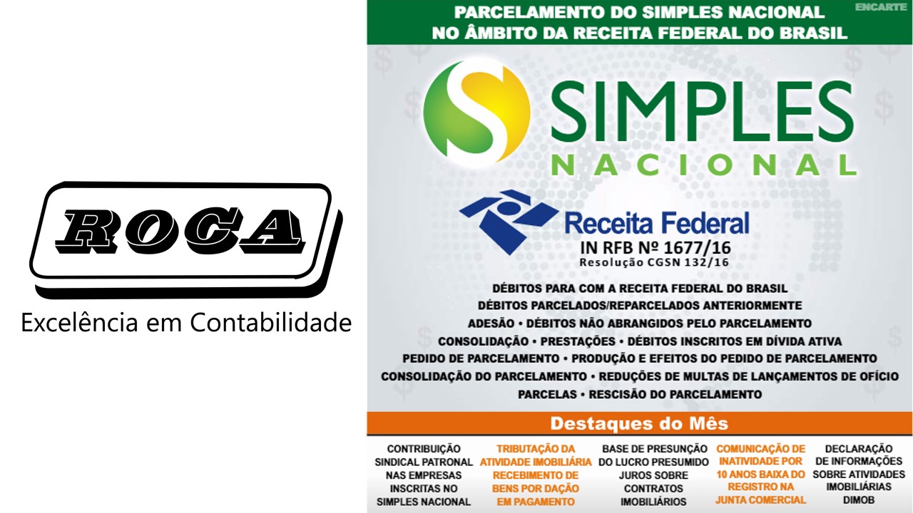 Parcelamento Do Simples Nacional No Âmbito Da Receita Federal Do Brasil - ROCA CONTABILIDADE